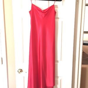 CACHÉ Watermelon red spaghetti strap cowl neck satin silky cocktail dress 4/6